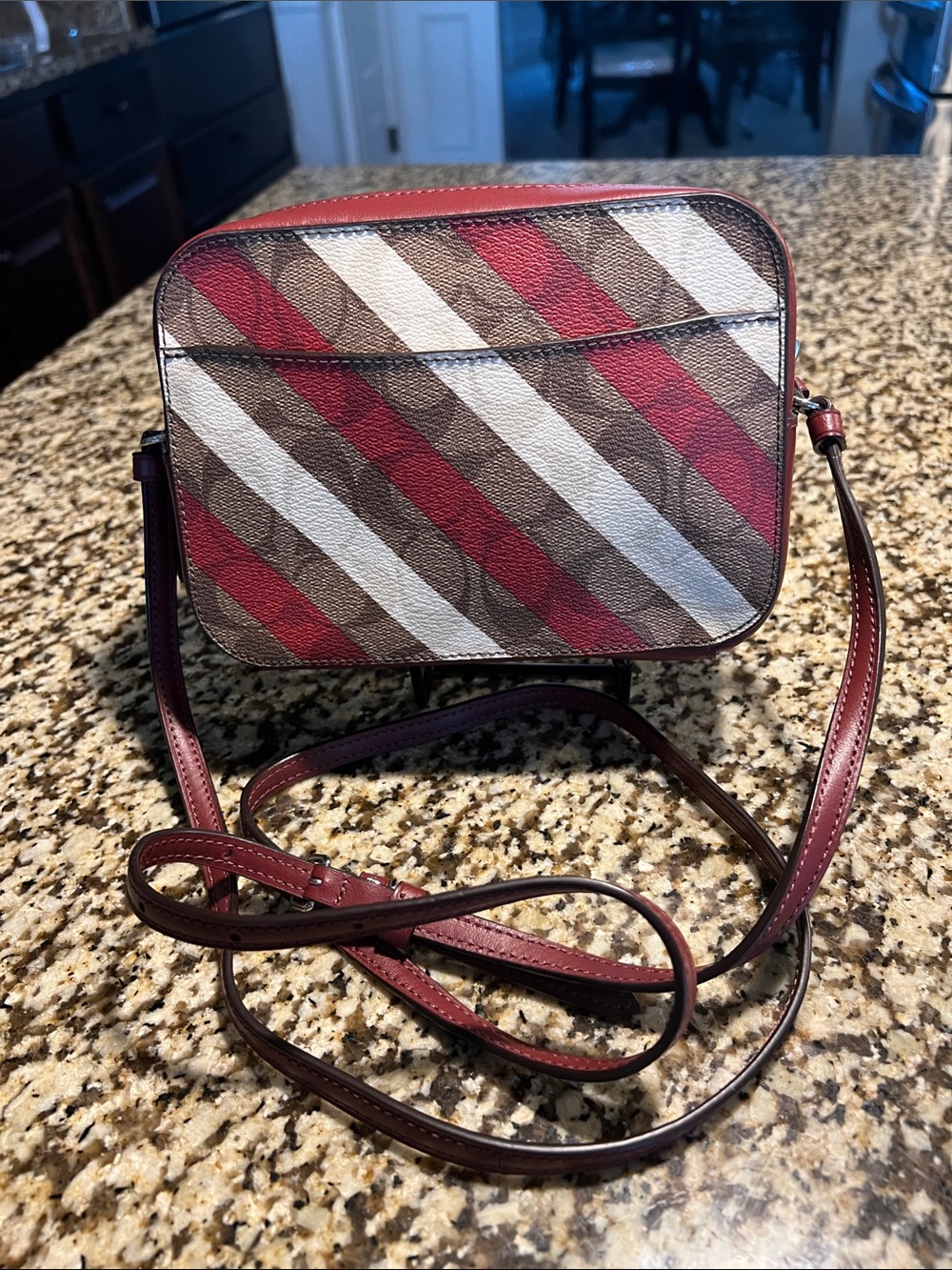 COACH SIGNATURE LOGO CANDY DIAGONAL STRIPE CAMARA CROSS BODY BAG - Picture 2 of 5
